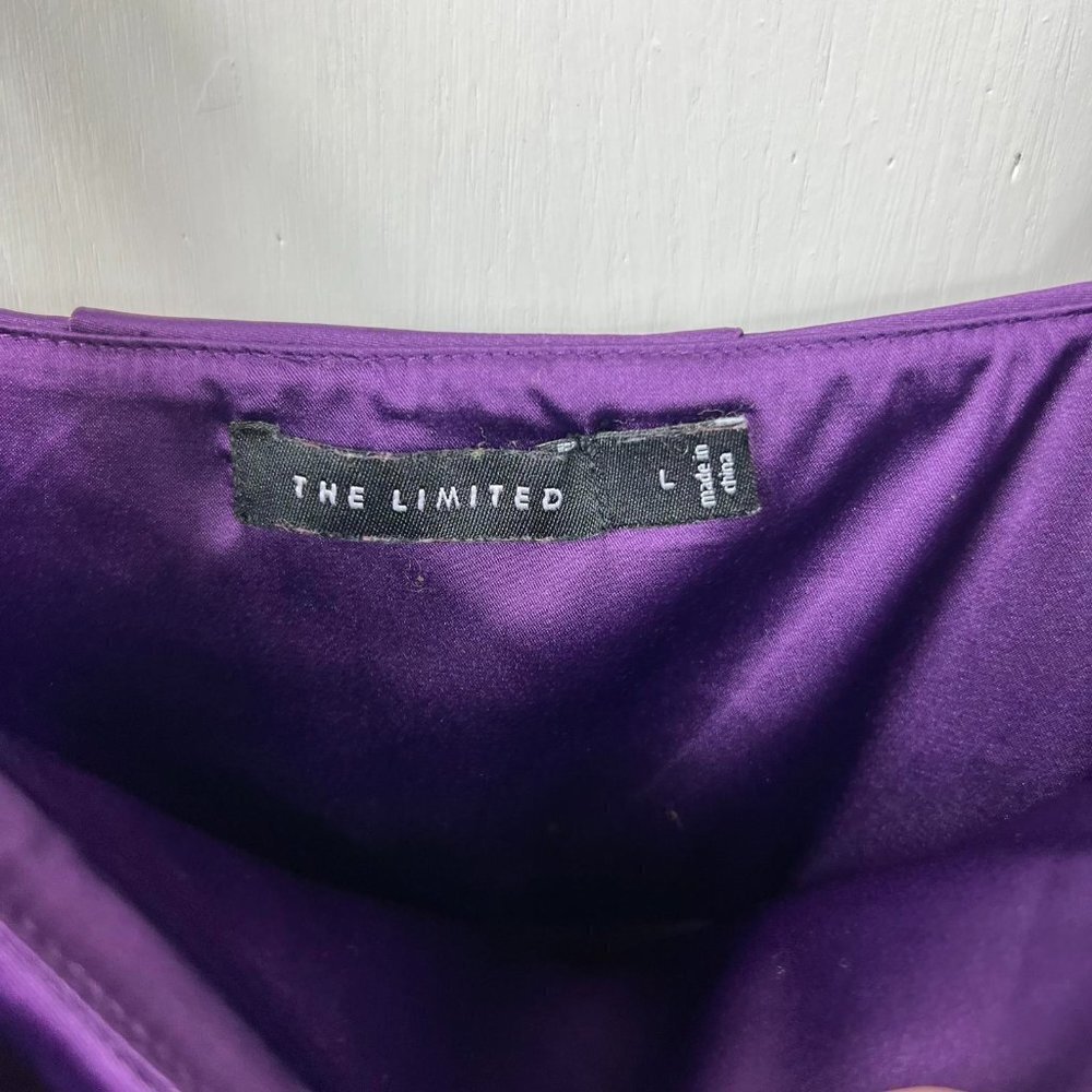 The Limited Plum Satin Ruffle Tank Top – Peplum Style with Waist Tie, Size Large - Picture 5 of 8